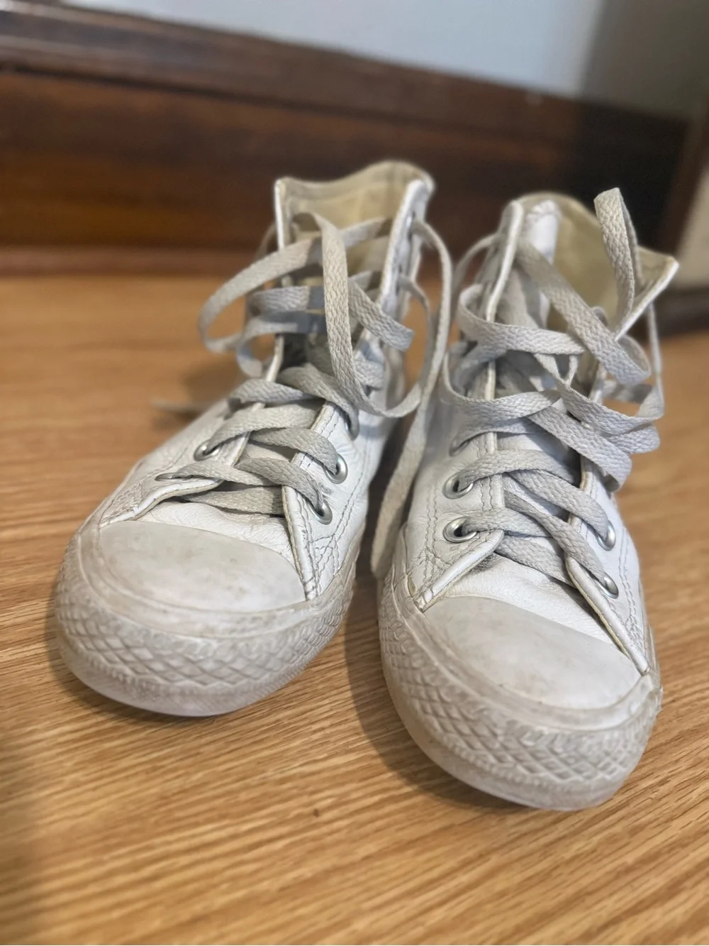 Converse White Leather All Star High-Top Sneakers - Picture 5 of 6